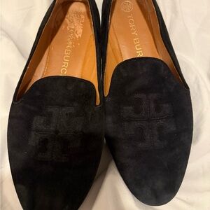 Tory Burch Black Suede Slip-Ons